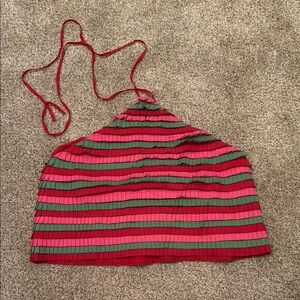 Sezane Striped Halter Swim Top
